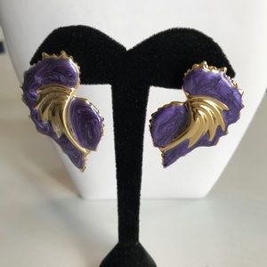 Antique earrings. Purple and gold.